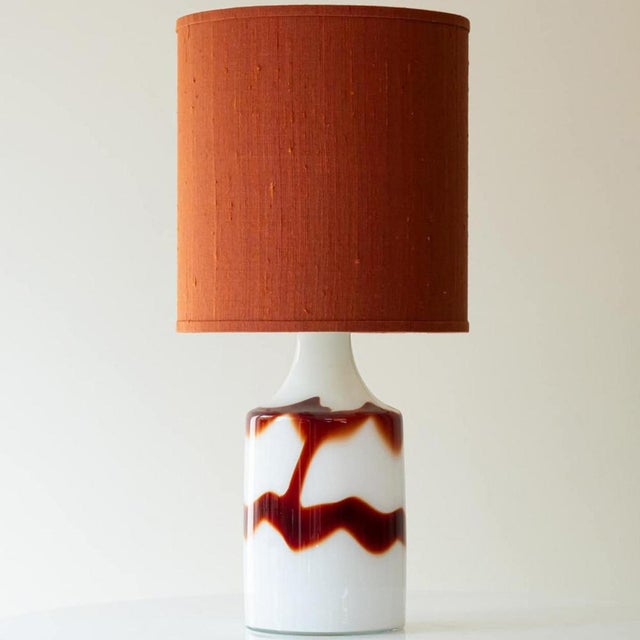 Opaline and Ox Blood Red Glass Table Lamps from Holmegaard with Lampshades attributed to Houben, 1970s, Set of 2 For Sale - Image 11 of 12