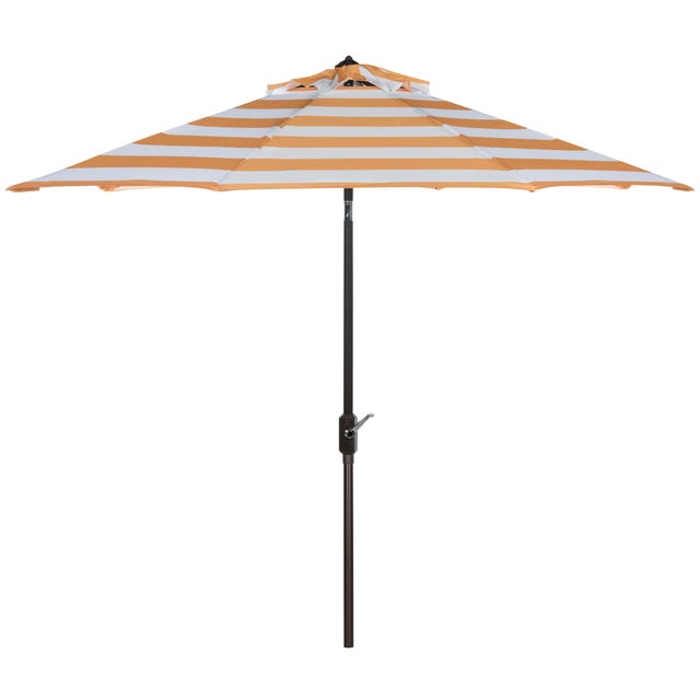2020s Resistant Fashion Line 9 Ft Auto Tilt Umbrella in Orange & White For Sale - Image 5 of 5
