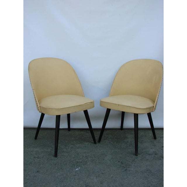 Black Set of Wood & Vinyl Chairs, 1960s For Sale - Image 8 of 8