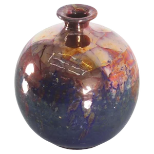 Hand-Painted Polychrome Ceramic Vase, 1980s