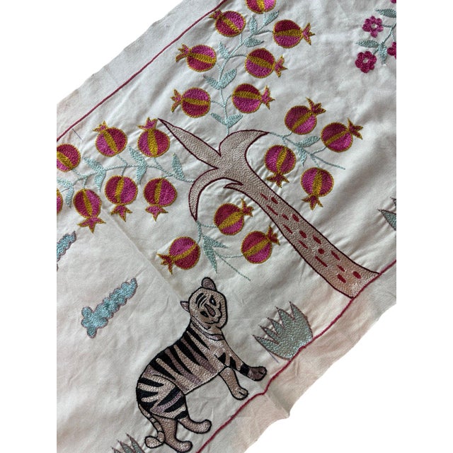1960s Tiger Suzani Wall Hanging, Magenta Blossom For Sale - Image 5 of 5