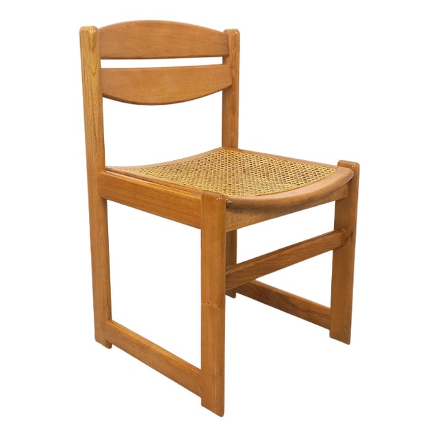 Vintage Sleigh Chair in Beech and Cane, 1980s For Sale