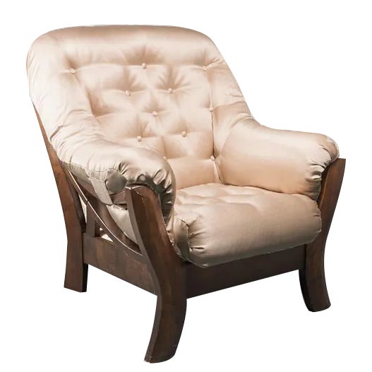 Vintage Beige Fabric Armchair, 1970s For Sale