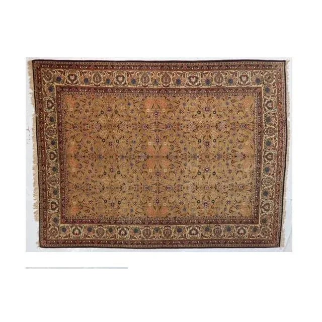 Wool pile genuine hand made semi-Vintage Persian Kashan carpet-