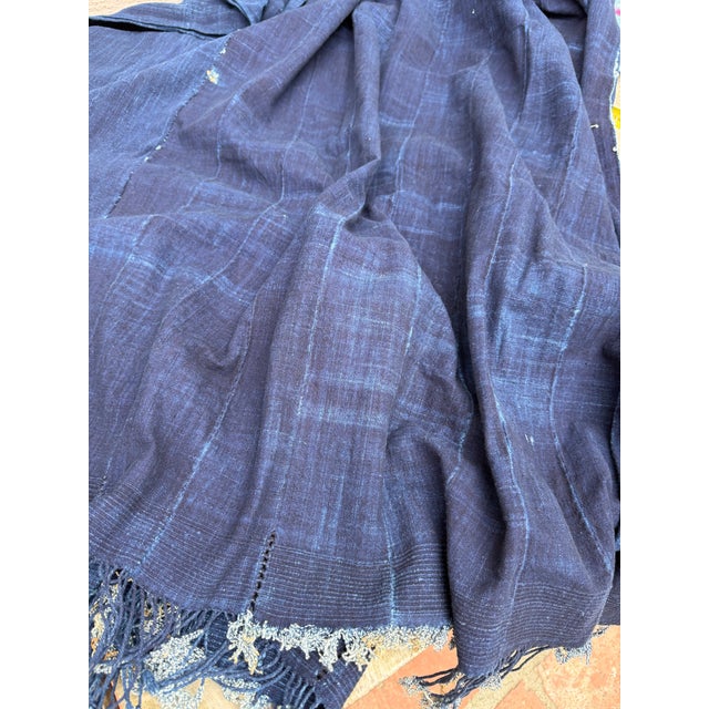 African Vintage African Indigo Denim Mossi Mudcloth Throw 82”l X 51”w Textile | No. 160 For Sale - Image 3 of 8