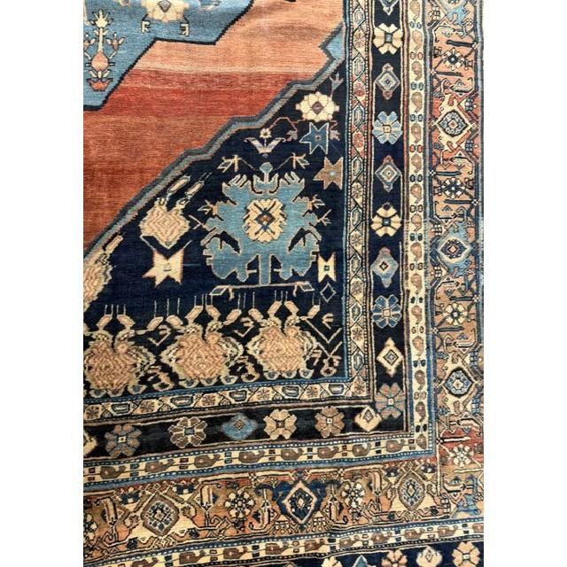 1860s Red Field Gallery Medallion Tortises Knotted Wool Antique Bijar Rug For Sale - Image 9 of 9