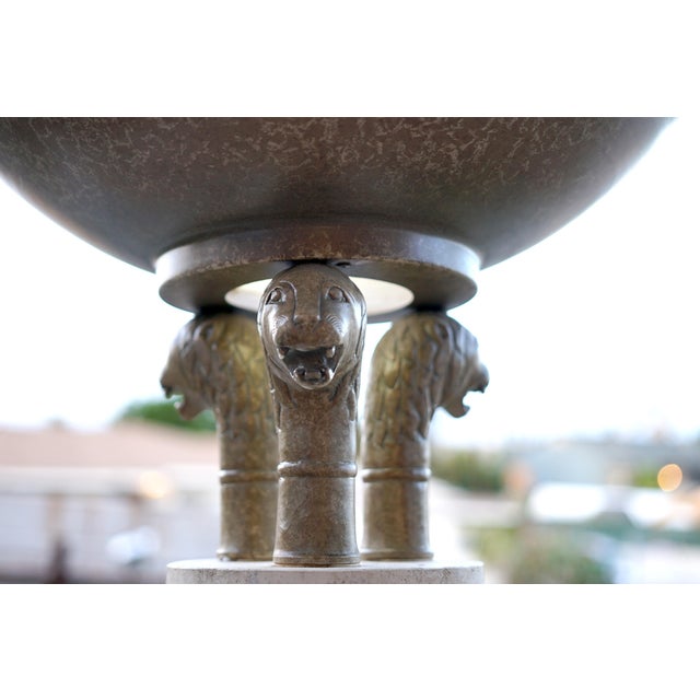 1960s Italian Neo Classical Style Travertine Marble 1960s Torchiere Lamp For Sale - Image 5 of 8