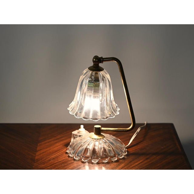 Bellflower Adjustabe Table Lamp in Murano Glass and Brass by Ercole Barovier, Italy, 1940s For Sale - Image 15 of 17