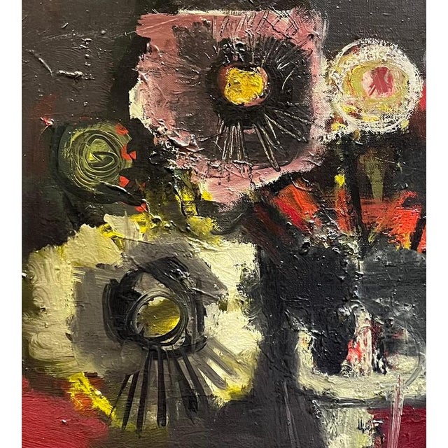 Modern Frank Chabry, Red Still Life, Oil on Canvas, 1971 For Sale - Image 3 of 11