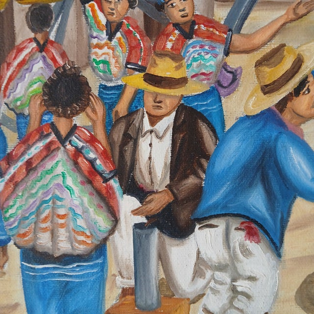 Mid 20th Century Mid 20th Century Guatemalan Folk Art Painting - The San Juan Comalapa Balloons For Sale - Image 5 of 10