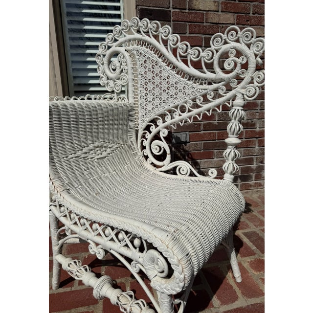 Ornate American Victorian Hand-Woven Wicker Chair With Spiral Design, Circa 1890 For Sale - Image 4 of 6