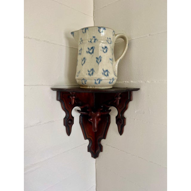 Burgundy 19th century Black Forest Carved Corner Shelf For Sale - Image 8 of 8