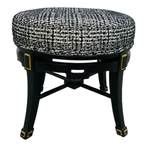 Currey & Co. Modern Black and White Tufted Scarlett Black Ottoman