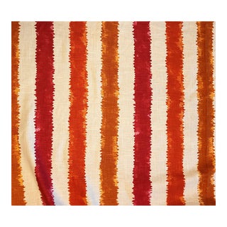 Isabelle De Borchgrave for Fabricut "Kermesse" Spice Striped Linen Fabric- 8.25 Yards For Sale