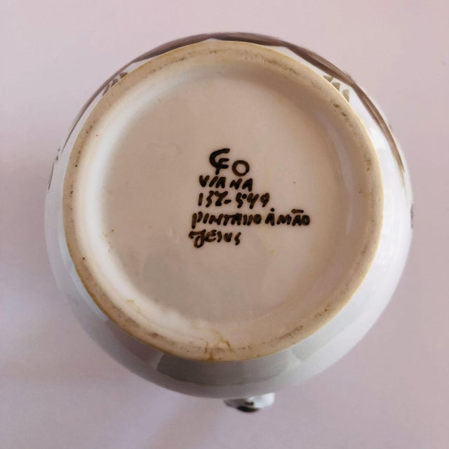 Ceramic Vintage Hand-Painted Portuguese Pitcher by Cfo Viana – Figural Padre Scene For Sale - Image 7 of 8