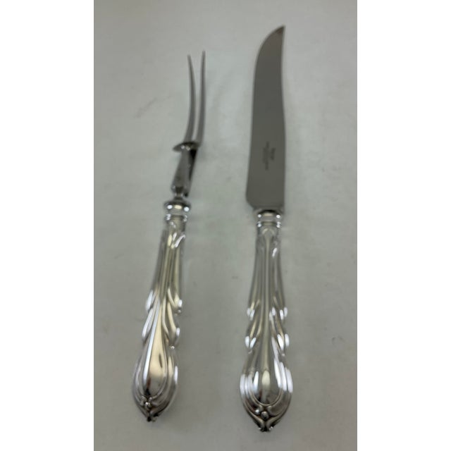 1980s Silver Pair Carving Set, Carving Fork & Carving Knife, Lily. For Sale In New York - Image 6 of 9