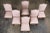 French Antique French Louis XIII Style Os De Mouton Oak Dining Chairs W/ Striped Blush Pink Chenille- Set o For Sale - Image 3 of 12