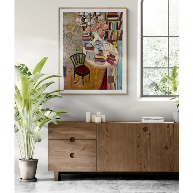 Brown Original Art by Shann Spishak "She's Well Read Too" Large Painting For Sale - Image 8 of 8