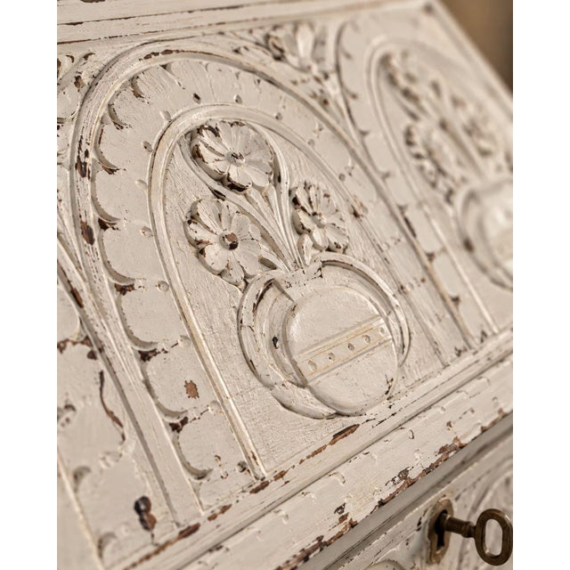 19th Century White Lacquered Oak Bookcase with Secretaire For Sale - Image 4 of 6