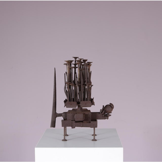 Created in the 1970s by Dutch artist Frans de Boer Lichtveld, this exceptional Brutalist metal artwork is a striking...