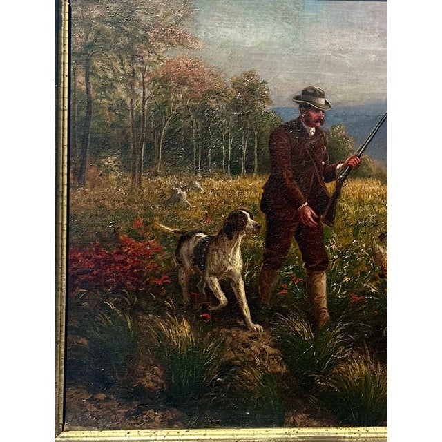 Late 19th Century Hunting Dog Landscape Scene, Original Oil Painting by a.b. Frost For Sale - Image 5 of 8