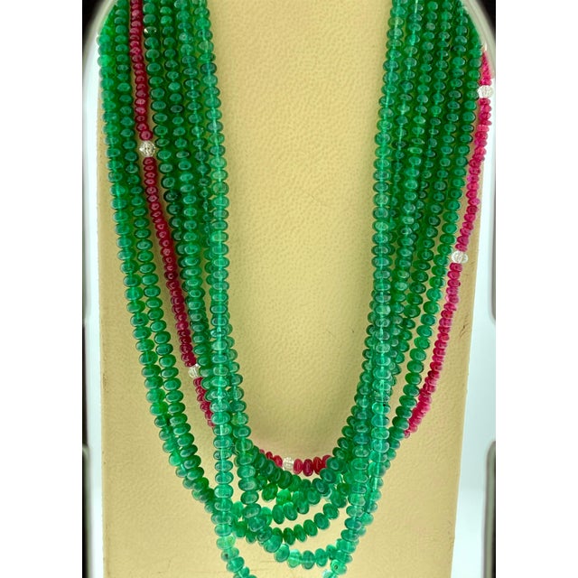360 Carat Emerald, Burma Ruby and Diamond Beads Necklace 18 Karat Yellow Gold For Sale In New York - Image 6 of 18