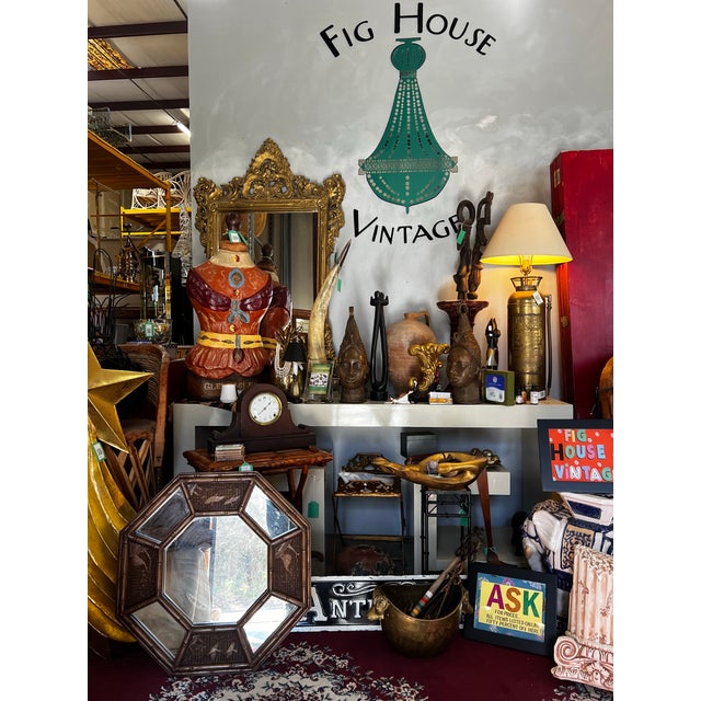 Vintage Faux Bamboo Geometric Asian Style Wall Mirror With Bird Accents For Sale In Atlanta - Image 6 of 8