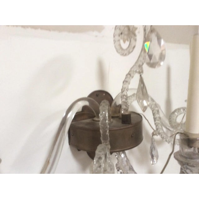 Antique Blown and Cut Crystal Sconces - a Pair For Sale - Image 4 of 11
