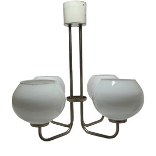 Postmodern Brass and Glass Chandelier, Poland, 1970s For Sale