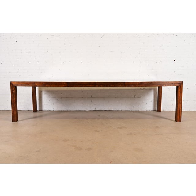 Henredon Mid-Century Modern Oak and Mirrored Glass Top Extension Dining Table, Circa 1970s For Sale - Image 12 of 16