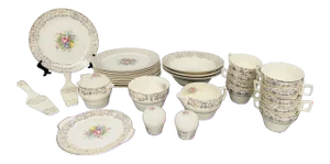 Triumph Limoges Usa. “Rosalie” Stamped With 22k Gold Trim, Set of 30 Pieces