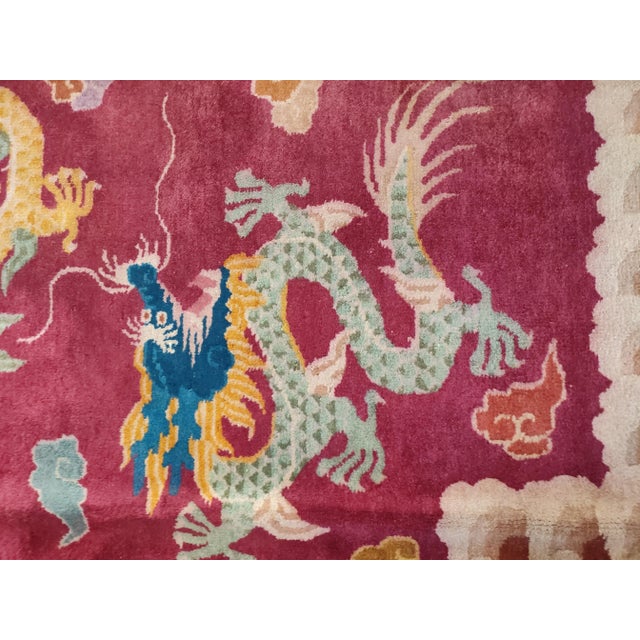 Textile 1920s Chinese Art Deco Dragon Carpet ( 8'8" x 11'9" - 264 x 358 ) For Sale - Image 7 of 12
