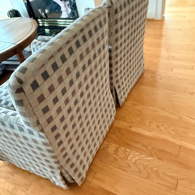 Pair R Jones Checkerboard Club Chairs This duo is nicely scaled to offer seating for your taller family members without...