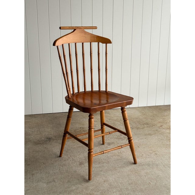 Mid-Century Modern Vintage Windsor Valet Side Chair, Faux Bamboo Spindles, Turned Legs, Circa 1960s For Sale - Image 3 of 10