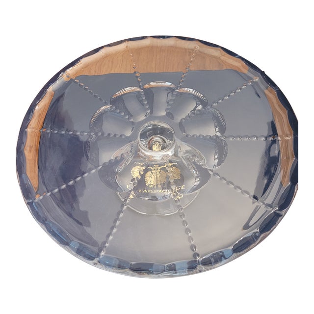 Late 20th Century Faberge’ "Bristol" Clear Crystal Footed Cake Stand For Sale