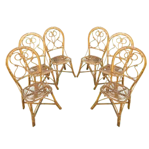 Italian Chairs in Rattan and Bamboo, 1960s, Set of 6