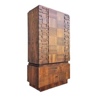 1970s Mid Century Paul Evans for Lane Brutalist Tall Armoire For Sale