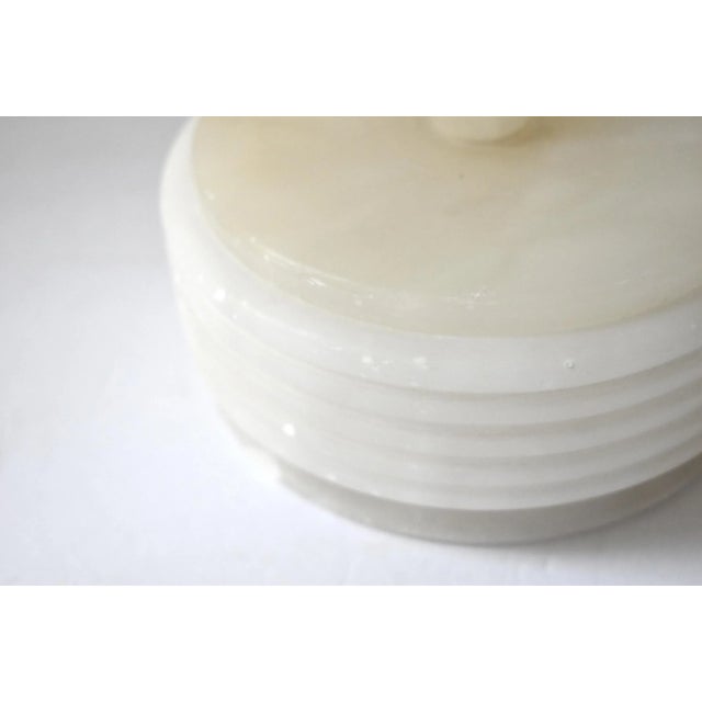 Alabaster Mid-Century Italian White Alabaster Round Box For Sale - Image 8 of 10