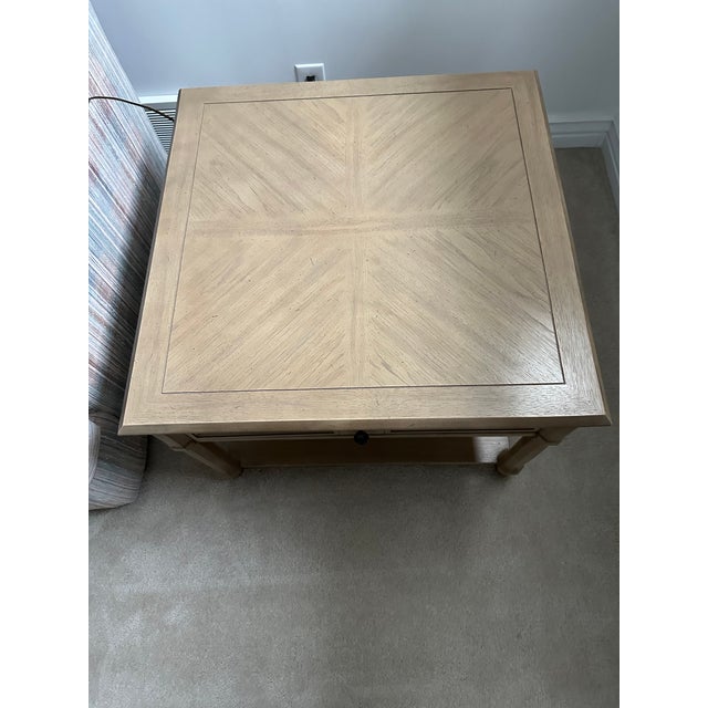 Mid-Century Modern American of Martinsville Vintage Mid-Century End Tables With Drawer and Shelf, Light Wood Finish For Sale - Image 3 of 3