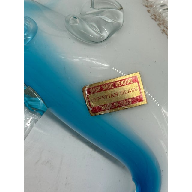 Late 20th Century Late 20th Century Venetian Hand Blown Blue and White Glass Fish W Gold Flecks For Sale - Image 5 of 10