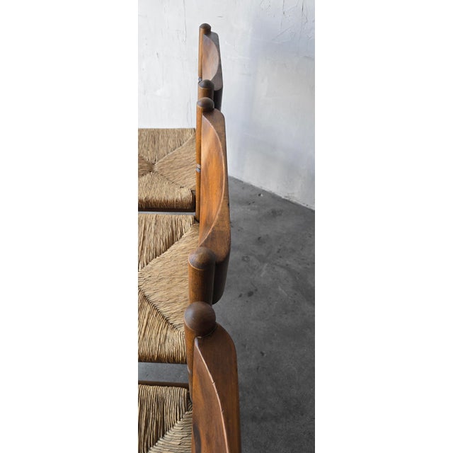 Brown Vintage French Style Rush Seat Dining Chairs - Set of 4 For Sale - Image 8 of 15