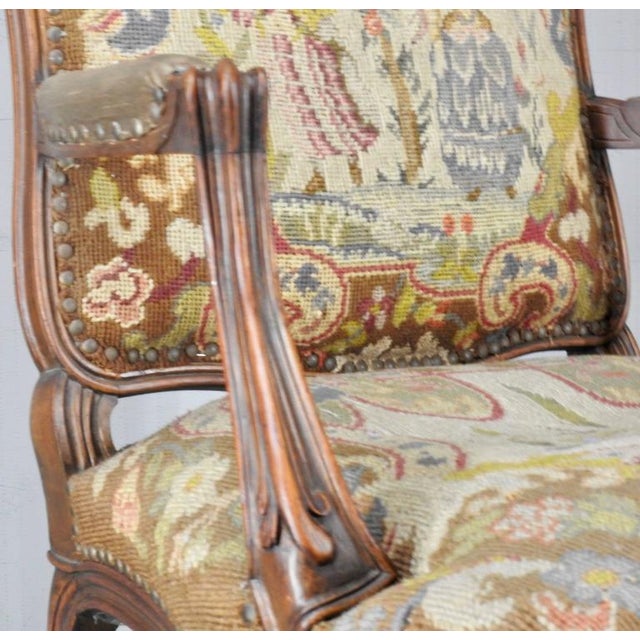 Wood Late 19th Century French Needlepoint Rococo Fauteil For Sale - Image 7 of 10