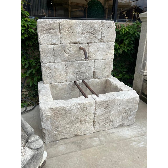 Le Chaux Hand Carved and Distressed Limestone Block Fountain From the South of France For Sale - Image 11 of 12