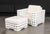 Skyline Design Lounge Chair and Ottoman, with white woven plastic frames and beige cushions. Chair: 36" H x 42" W x 36" D;...