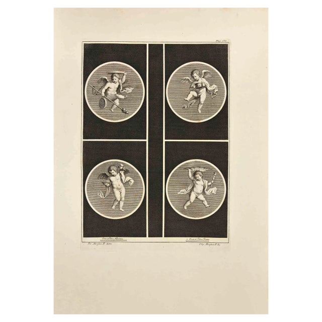 Filippo Morghen, Cupid in Four Seasons, Etching, 18th Century For Sale