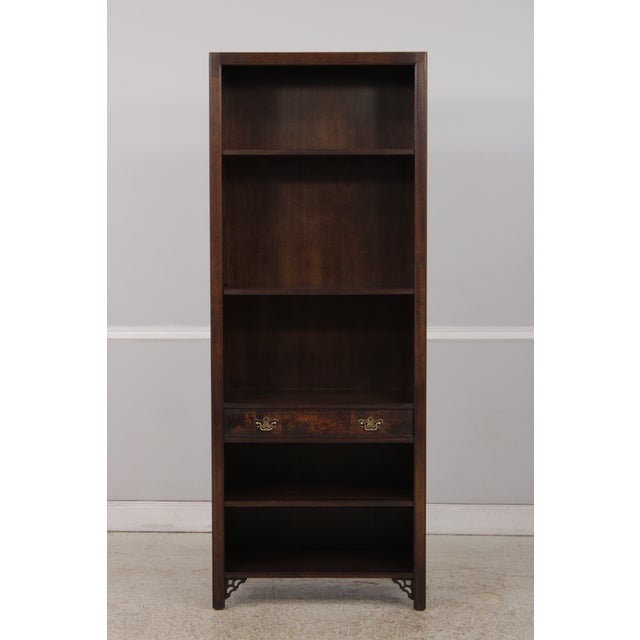 Chippendale Pair Knob Creek Walnut Mahogany Open Bookcase For Sale - Image 3 of 16