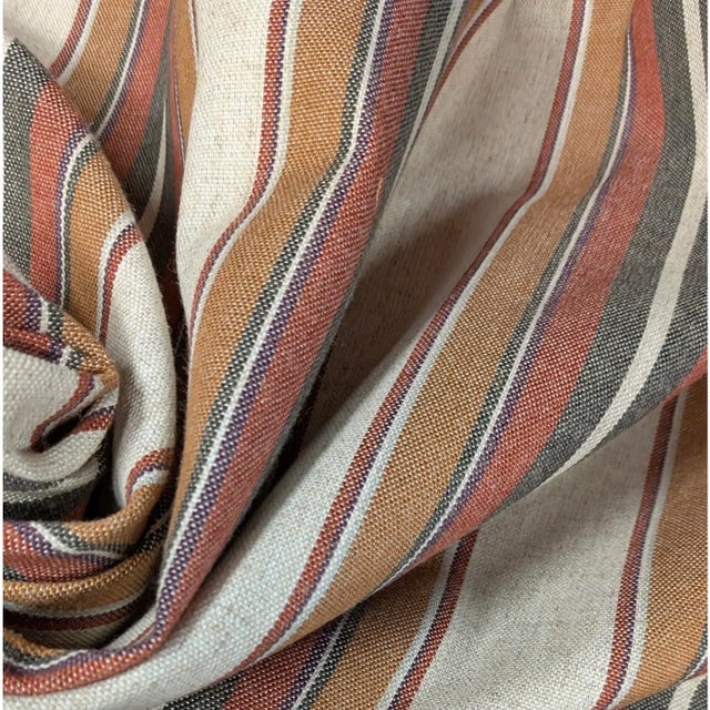 2020s P Kaufmann "Yucatan Stripe" Russet Linen Blend Indoor/Outdoor Fabric-5 Yards For Sale - Image 5 of 6