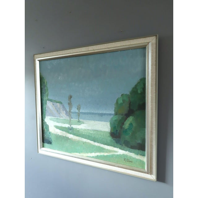 1960s Mid-Century Modern 'Coastal Quietude' Vintage Swedish Landscape Oil Painting, Framed For Sale - Image 5 of 11