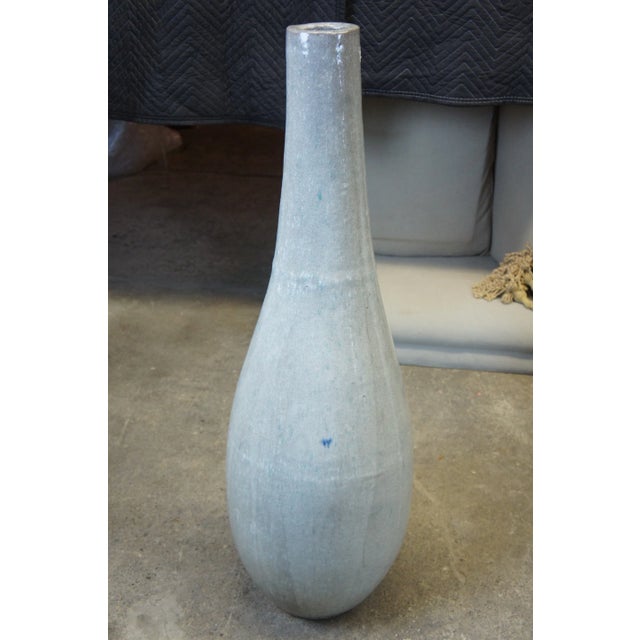 Late 20th Century Modern Gray Ceramic Drip Glaze Floor Vases - a Pair For Sale - Image 5 of 9