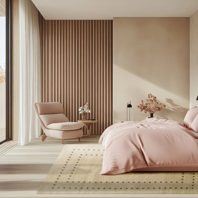 4x6 Jasmine Alluring Beige Solid Open Modern Handmade Wool Carpet Rug For Sale - Image 4 of 8